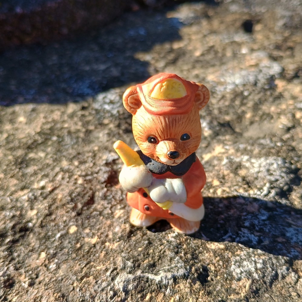 VTG 80s Homco ceramic fireman occupational teddy bear, small stuff, miniatures
